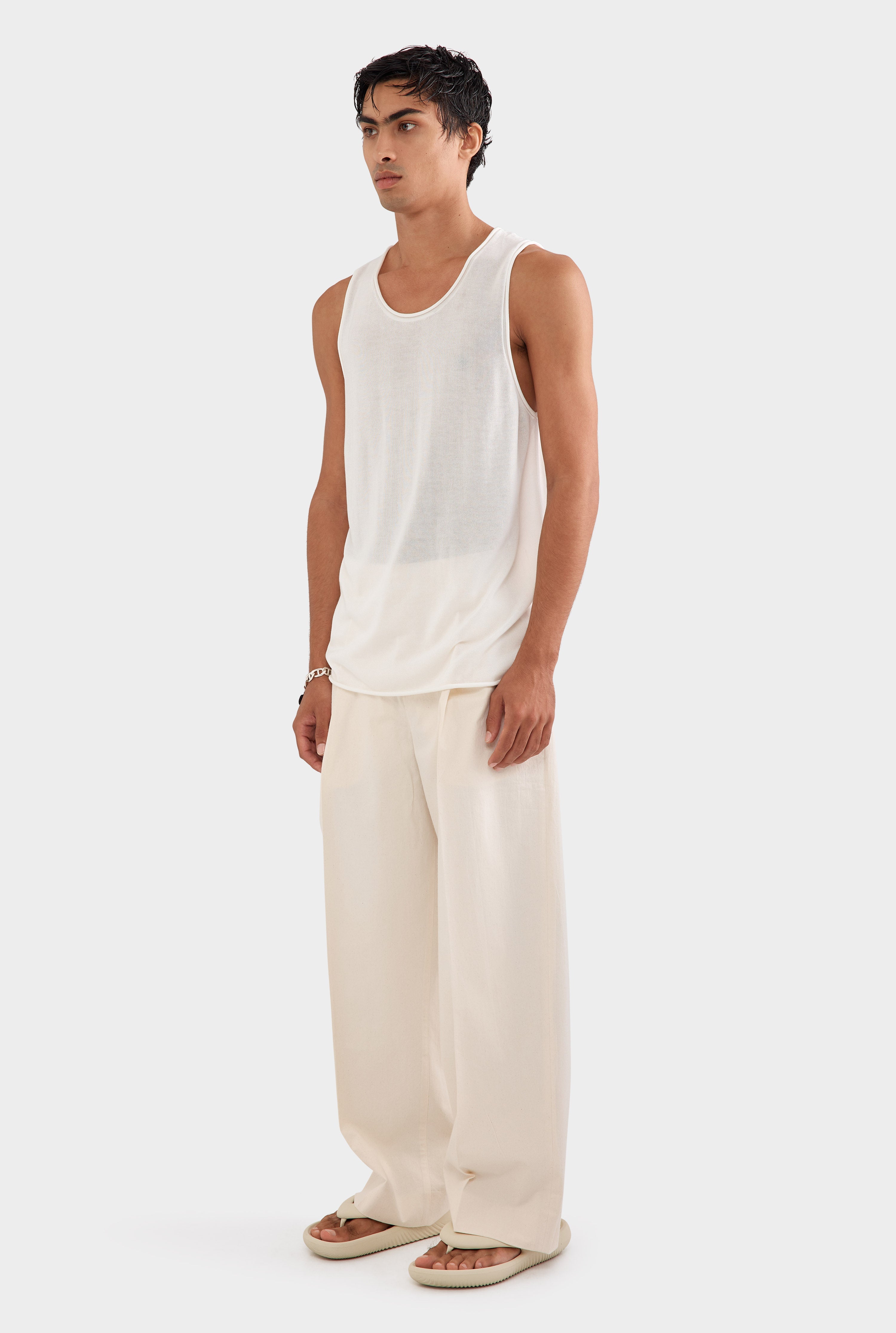 Tencel Rolled Edge Tank - Off White