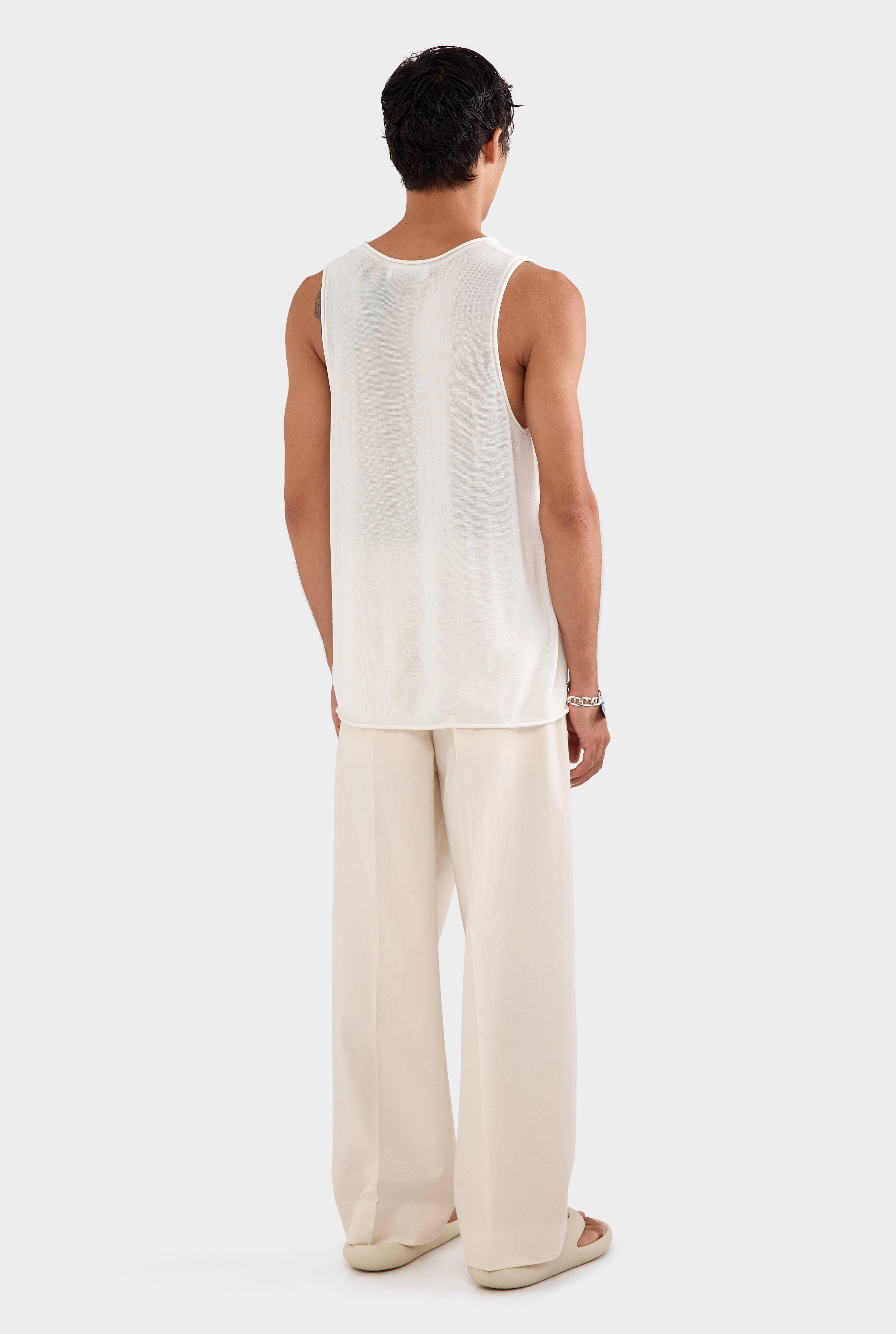 Tencel Rolled Edge Tank - Off White