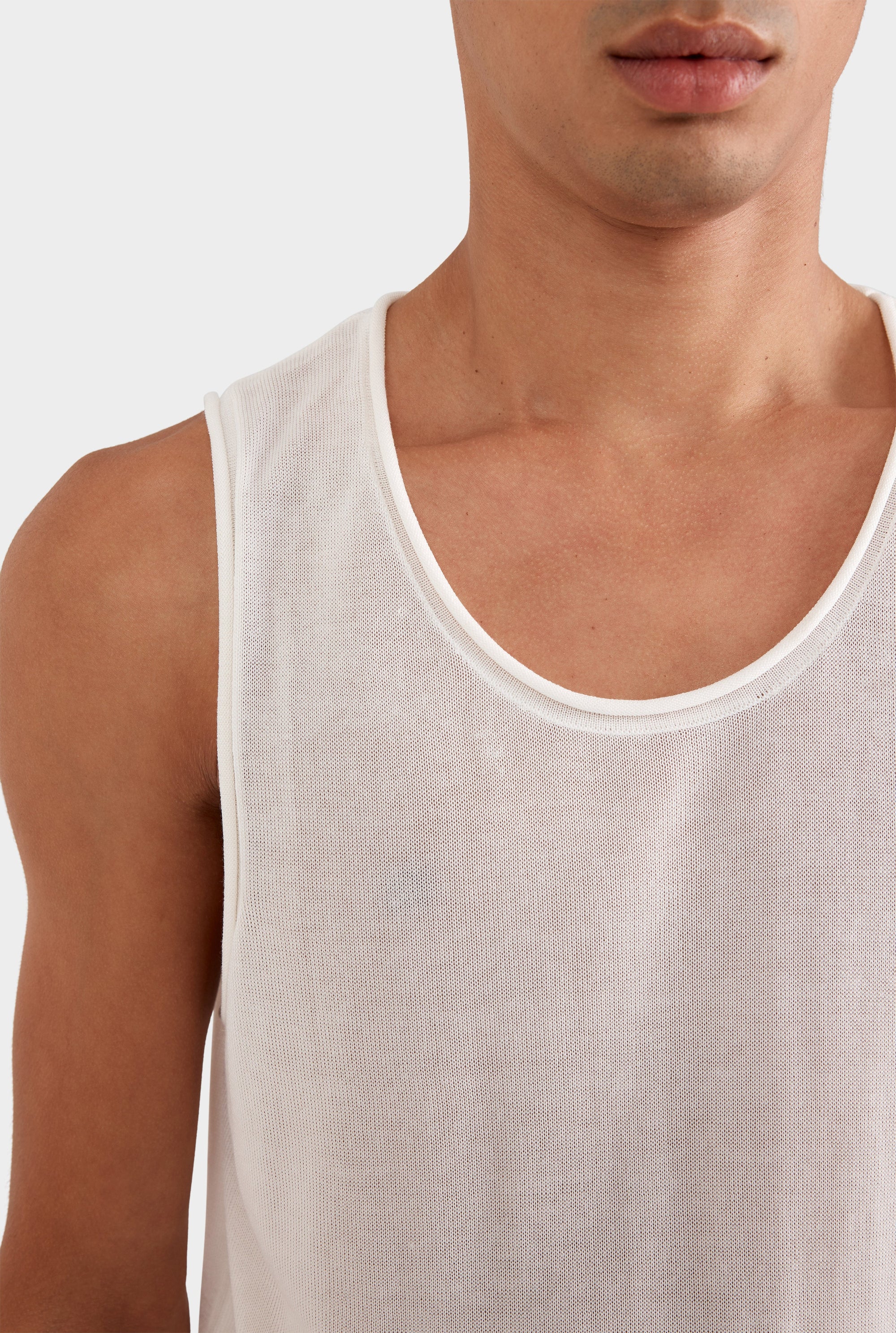 Tencel Rolled Edge Tank - Off White