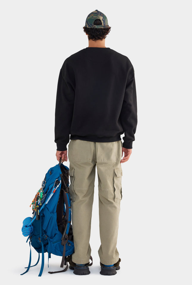 Relaxed Fleece Track Crewneck - Black