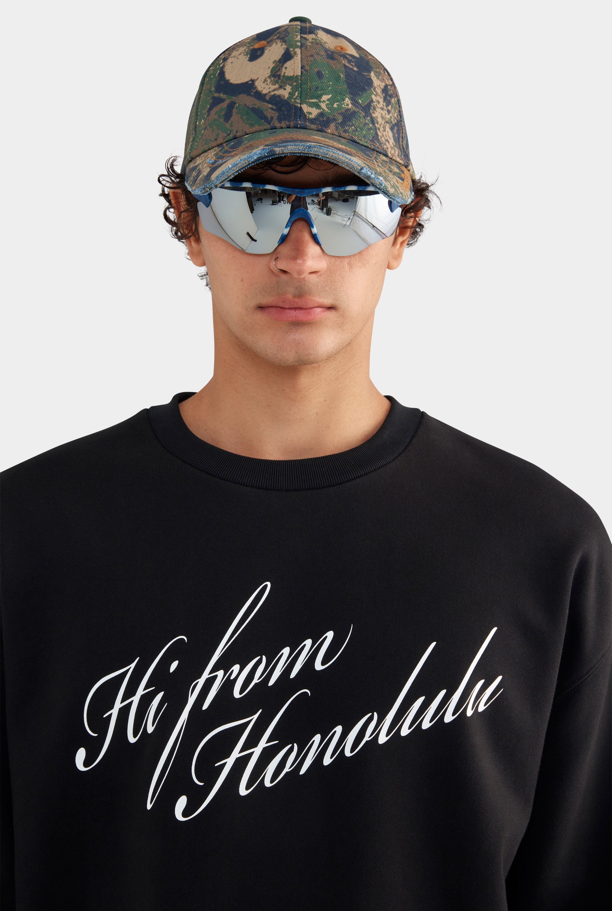 Relaxed Fleece Track Crewneck - Black