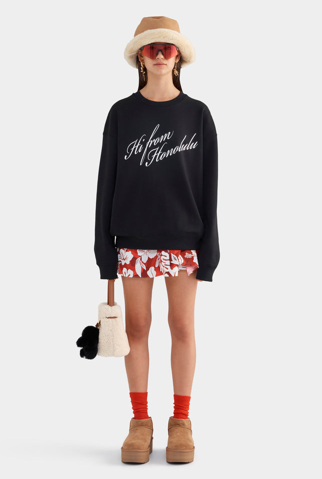 Relaxed Fleece Track Crewneck - Black