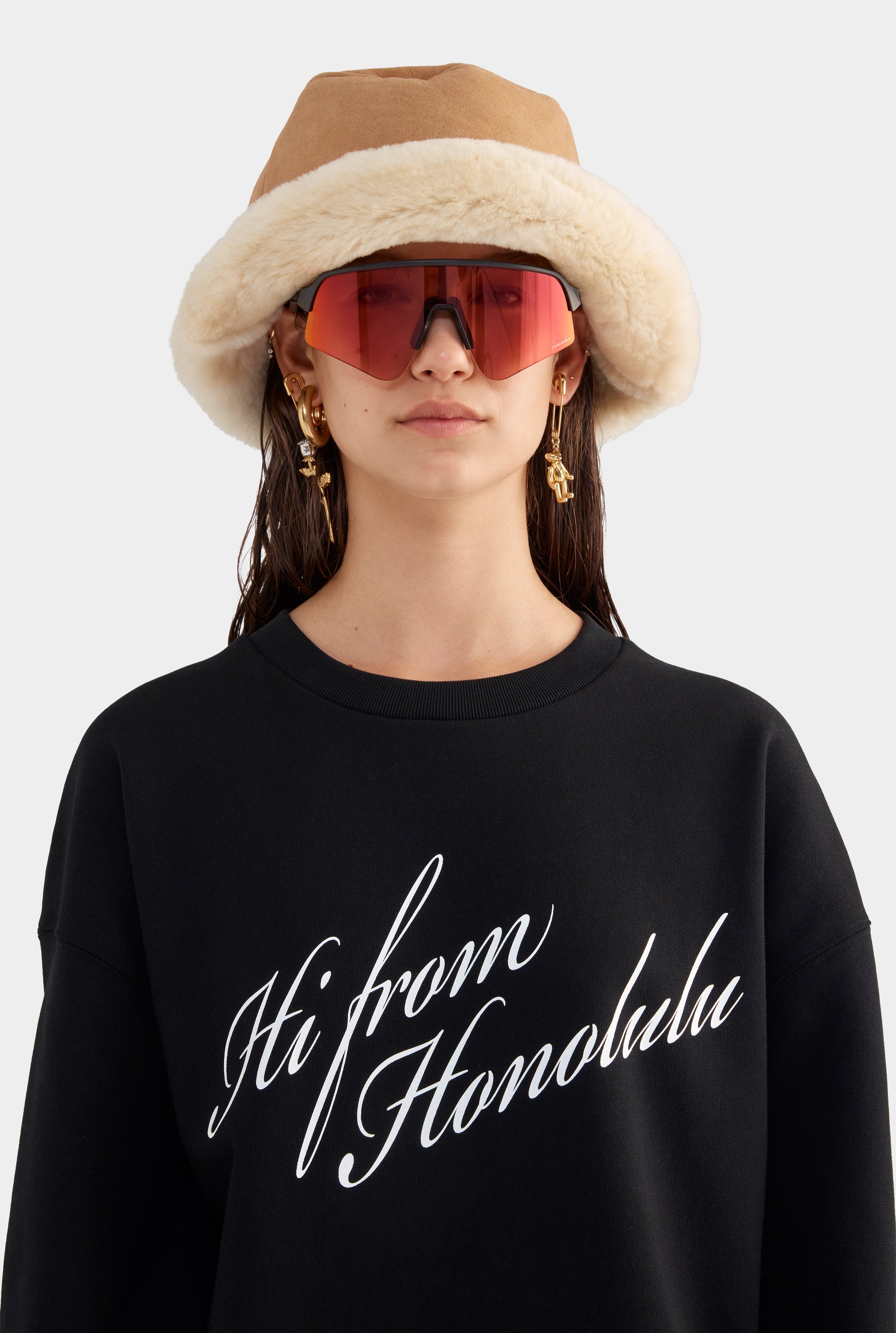 Relaxed Fleece Track Crewneck - Black