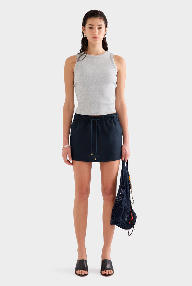 Crew Neck Jersey Rib Tank - Grey Marl