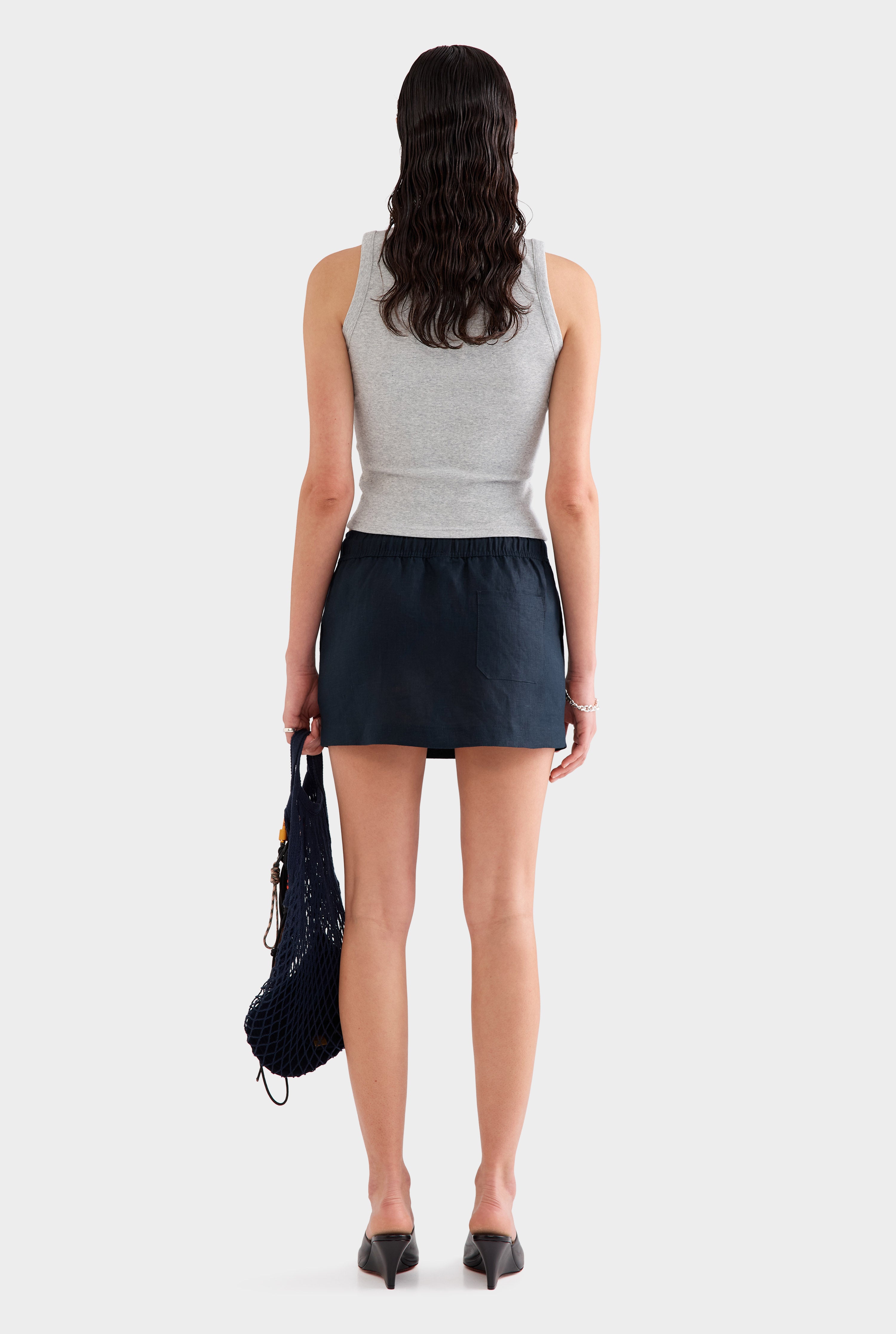 Crew Neck Jersey Rib Tank - Grey Marl