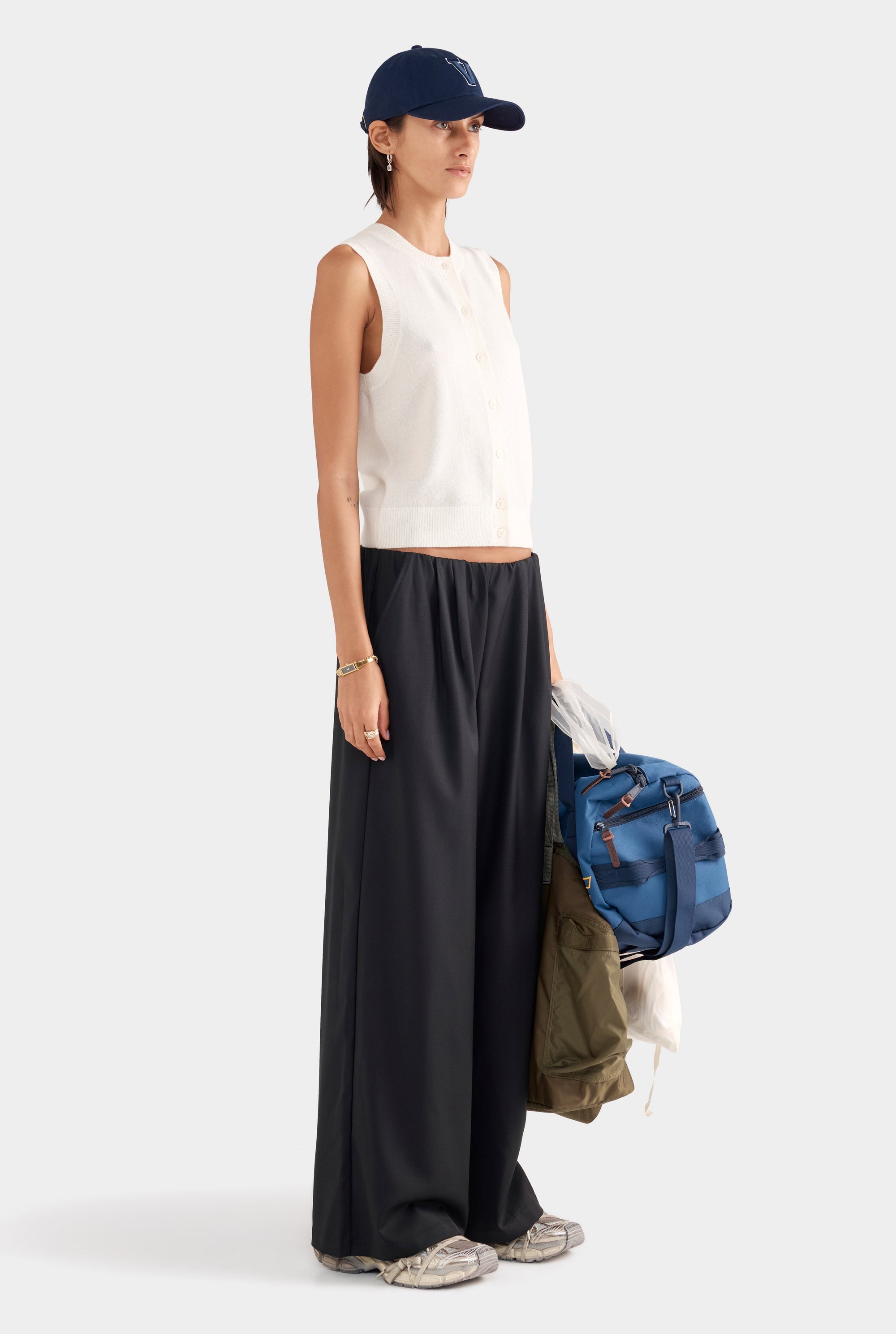 Cashmere Button Through Tank - Off White