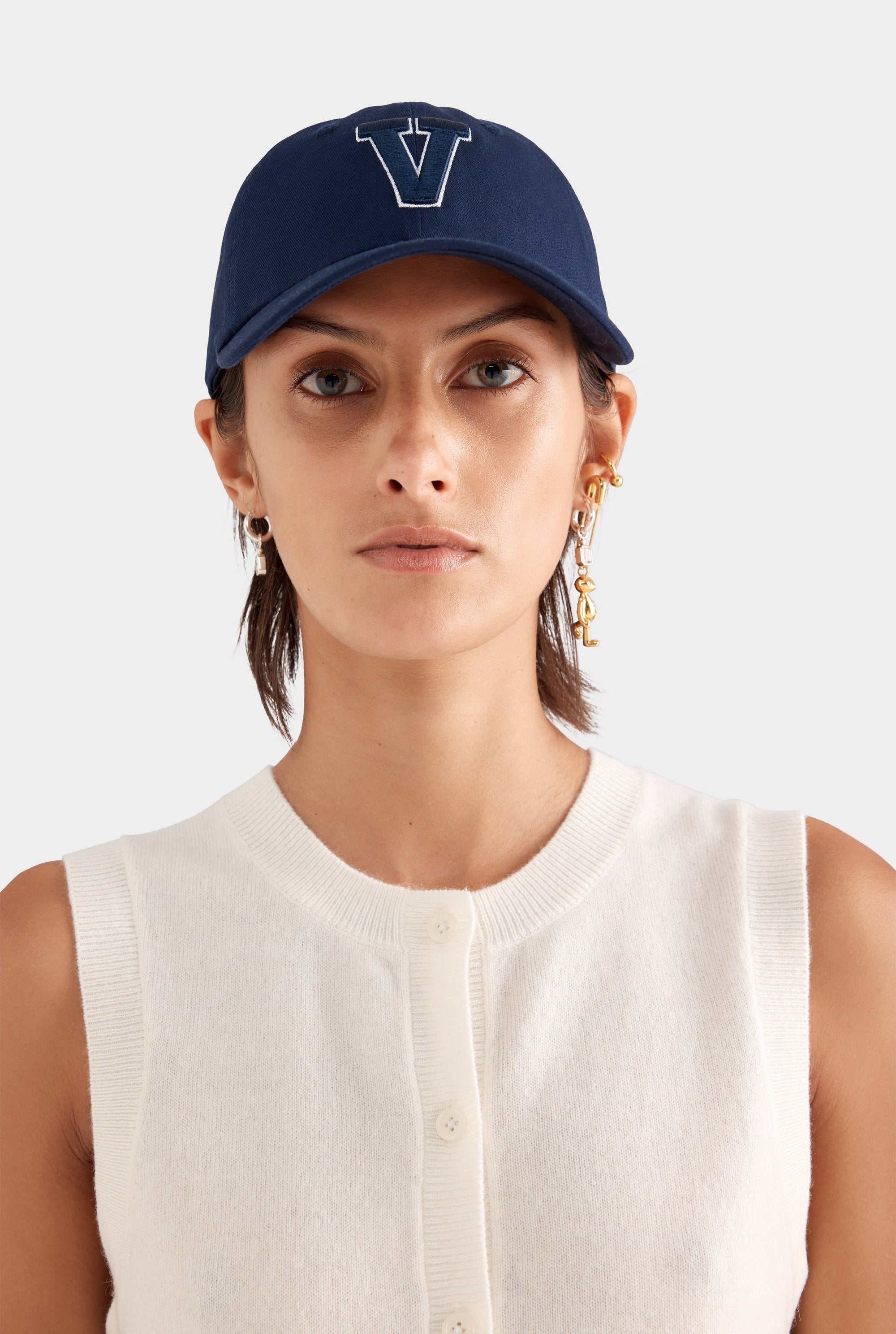 Cashmere Button Through Tank - Off White