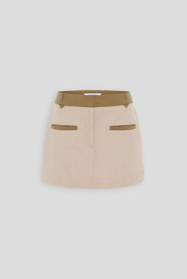 Contrast Mini Skirt - Beige