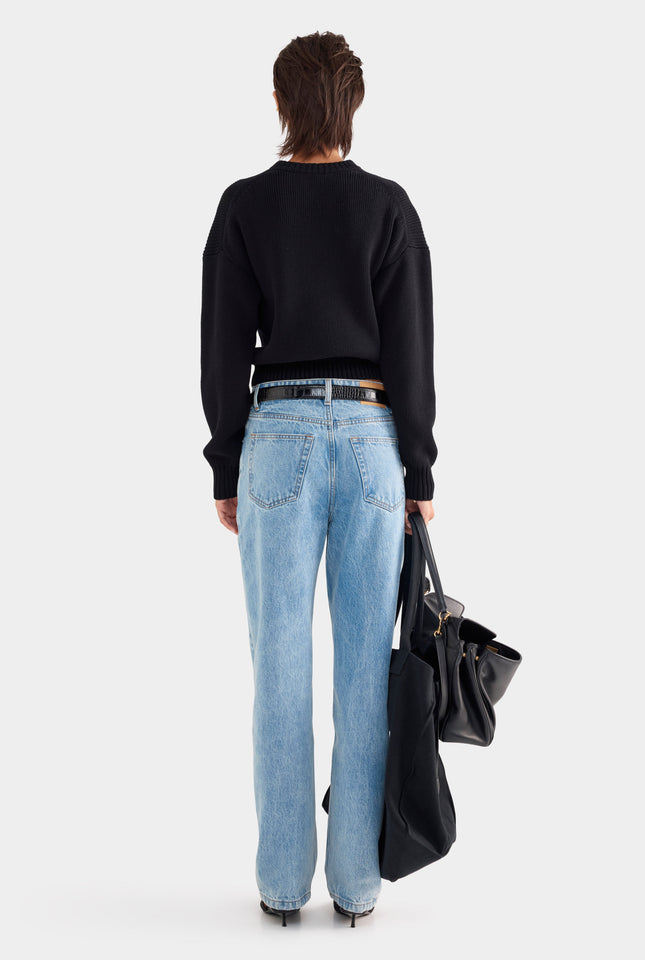 Cotton Knit Sweater - Black