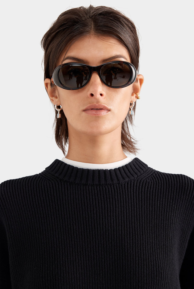 Cotton Knit Sweater - Black