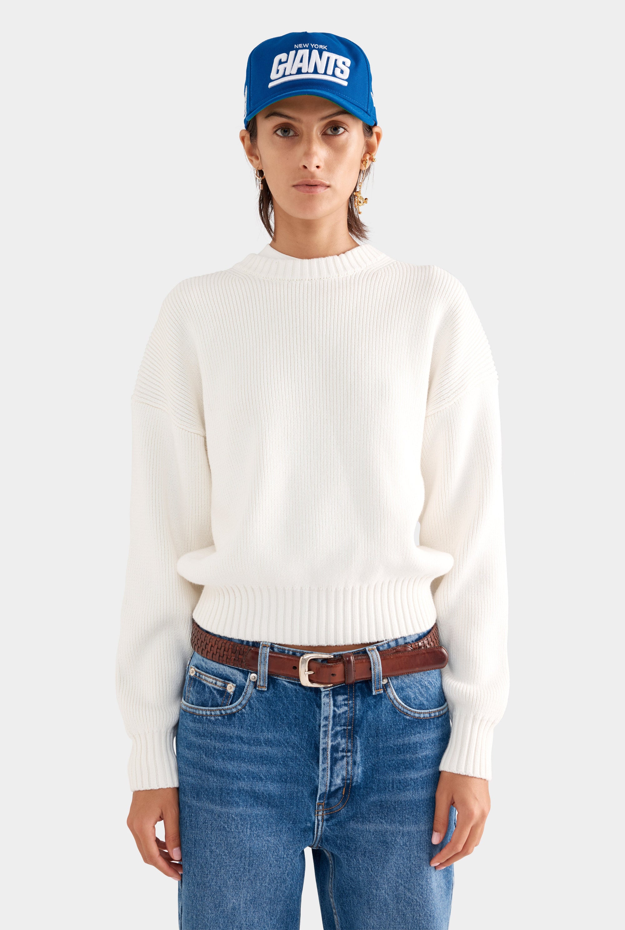 Cotton Knit Sweater - White