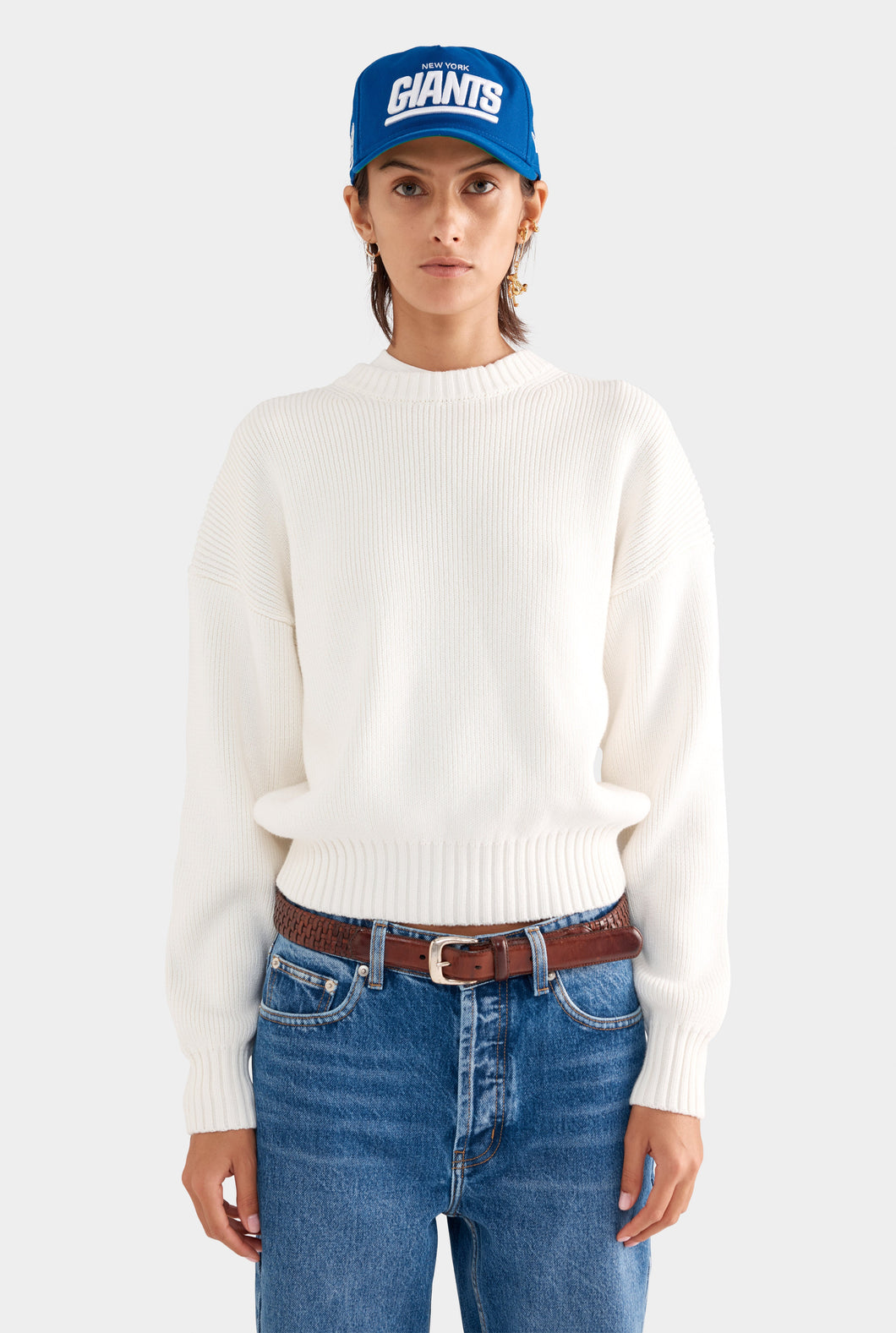 Cotton Knit Sweater - White