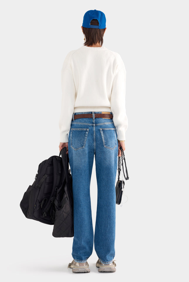 Cotton Knit Sweater - White