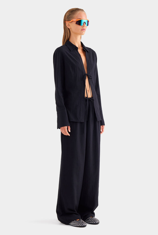 Cotton Drawstring Pant - Black