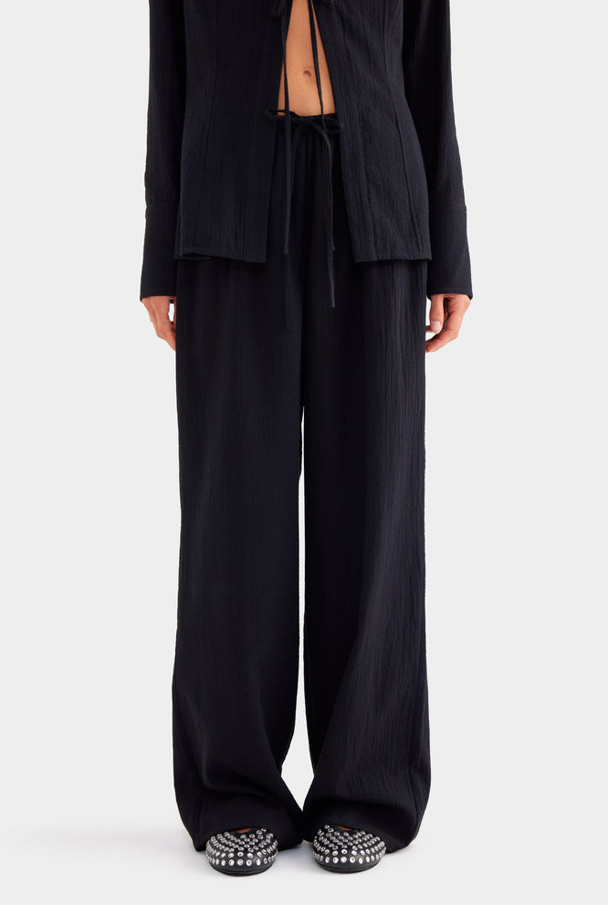 Cotton Drawstring Pant - Black