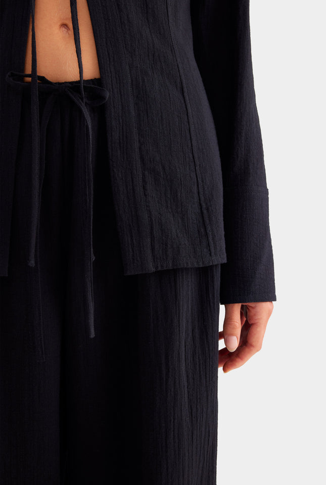 Cotton Drawstring Pant - Black