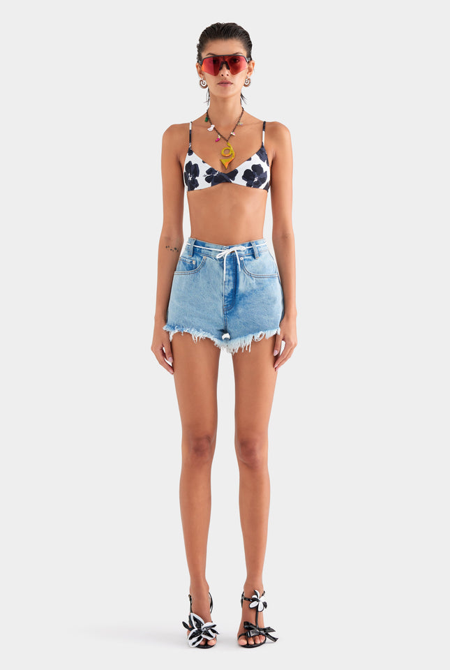 Cut Off Denim Short - Light Blue