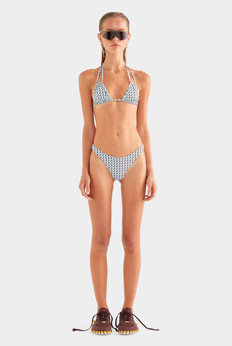 High Cut Bikini Brief - Powder Blue/Chestnut V Monogram