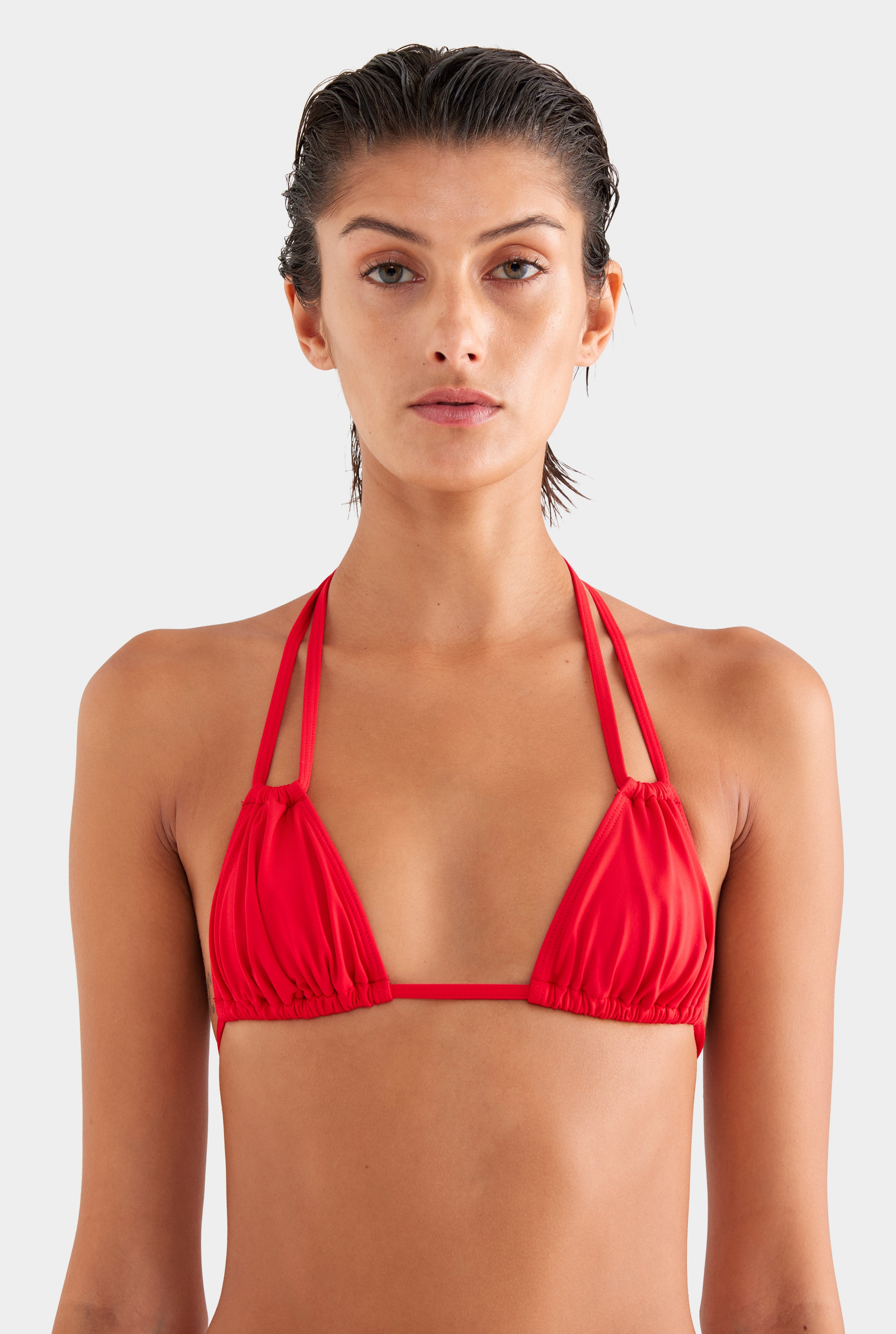 Double Strap Halter Bikini - Red