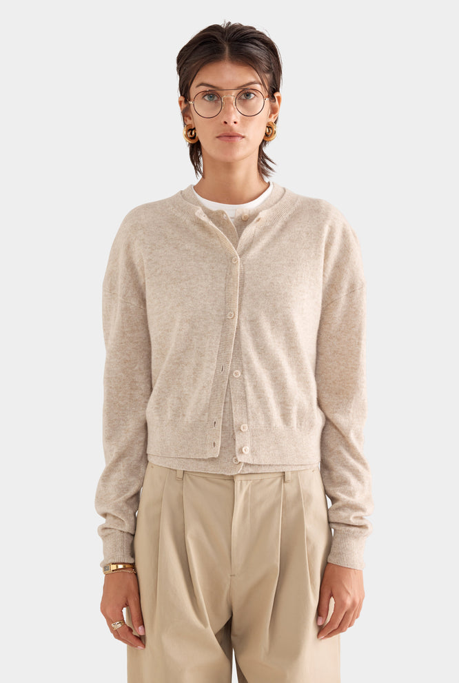 Dropshoulder Cashmere Cardigan - Charcoal