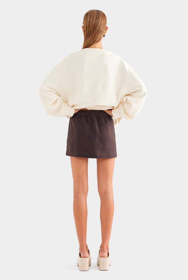 Relaxed Crewneck Track Sweater - Cream