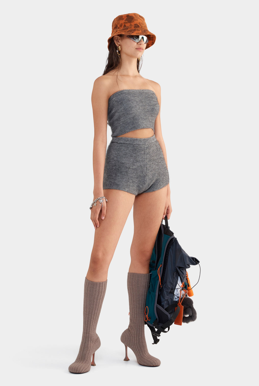 Mohair Wool Knit Short - Dark Grey Marl