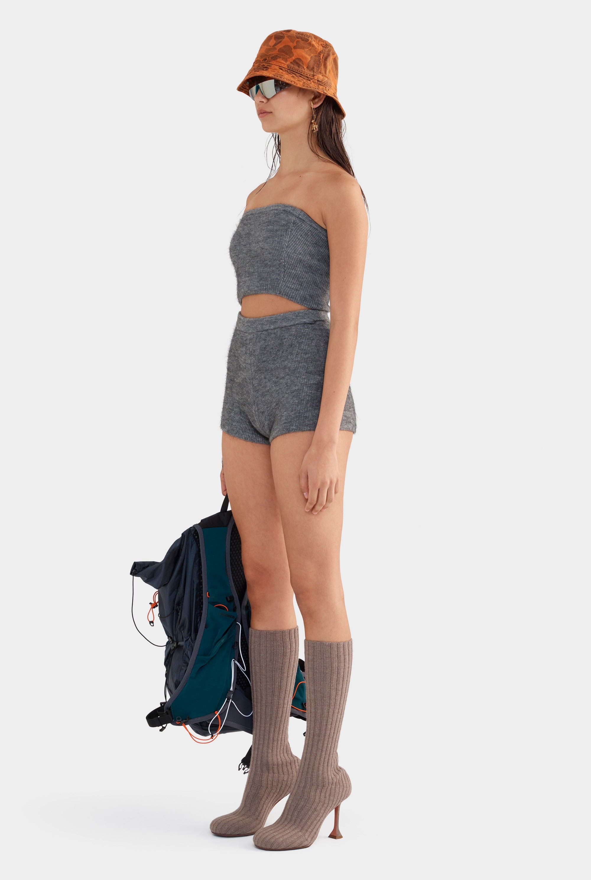 Mohair Wool Knit Short - Dark Grey Marl