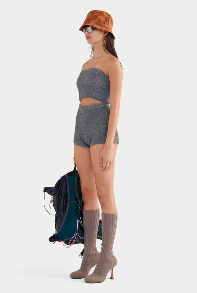 Mohair Wool Knit Short - Dark Grey Marl