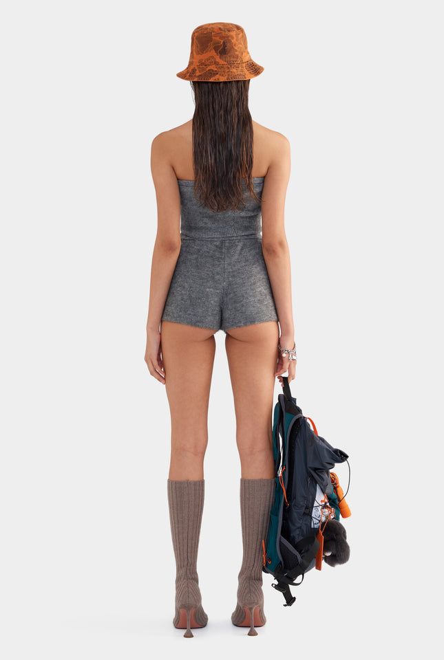 Mohair Wool Knit Short - Dark Grey Marl