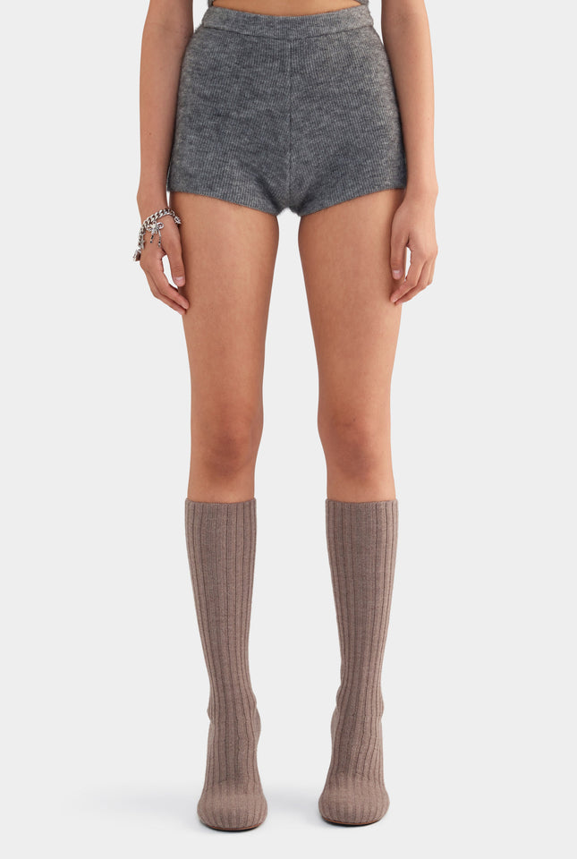 Mohair Wool Knit Short - Dark Grey Marl