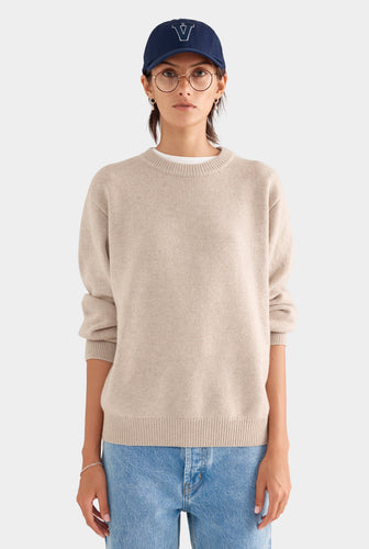 Oversized Wool Cashmere Sweater - Sand Marl