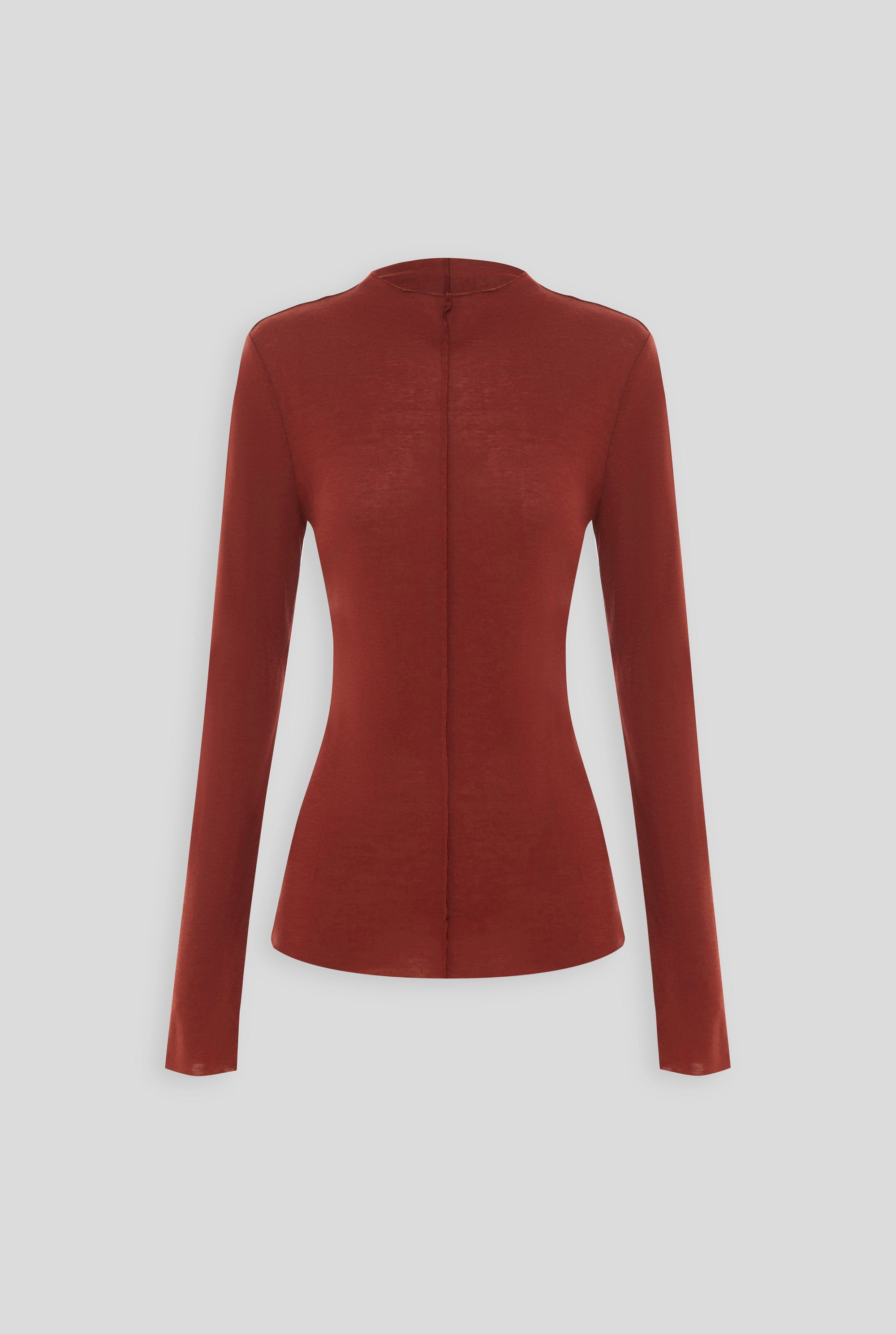 Raw Cut Long Sleeve Top - Red Mahogany