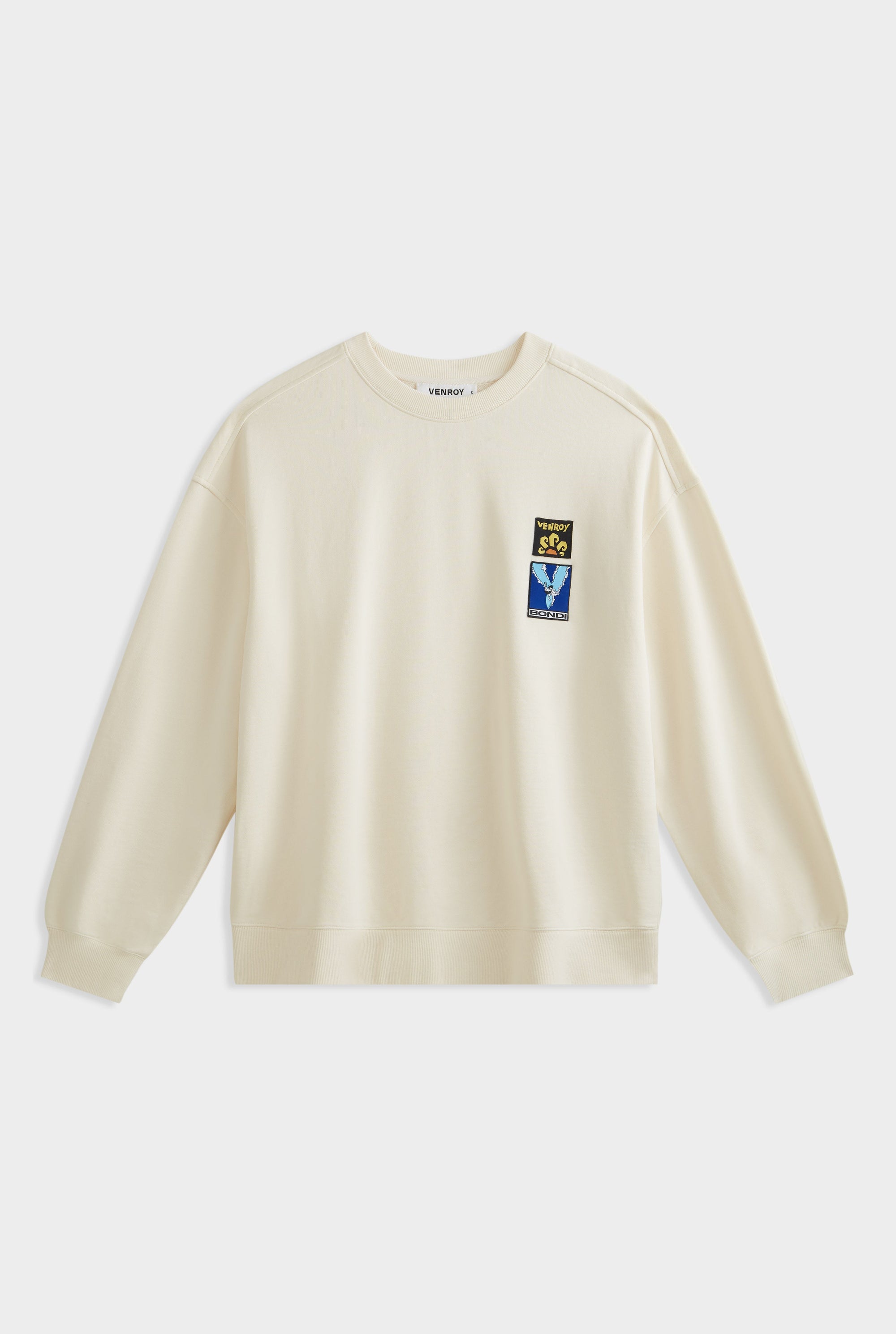 Relaxed Crewneck Track Sweater - Cream