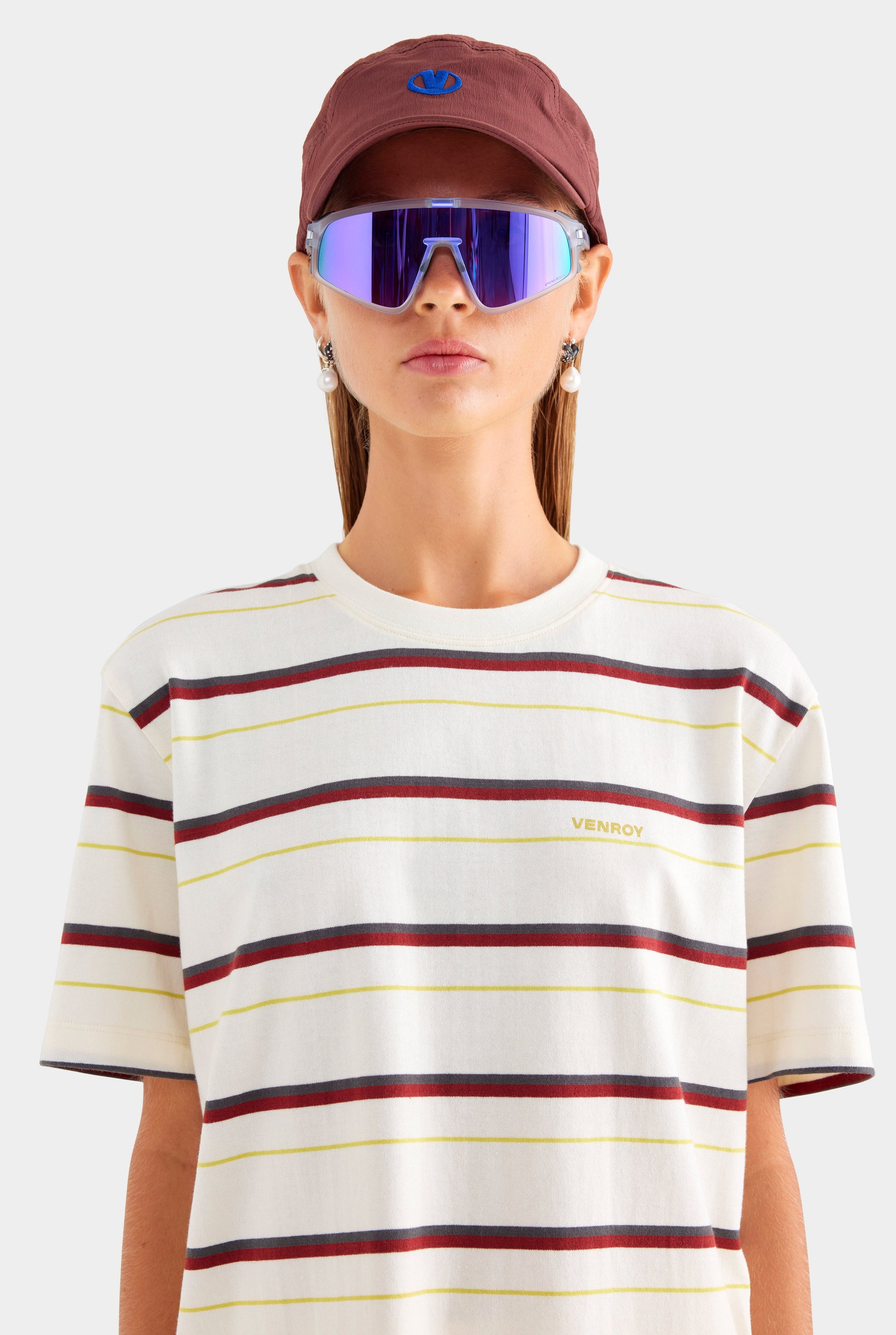 Relaxed Stripe Jersey Tee - Cream/Mahogany Brown/Yellow Stripe