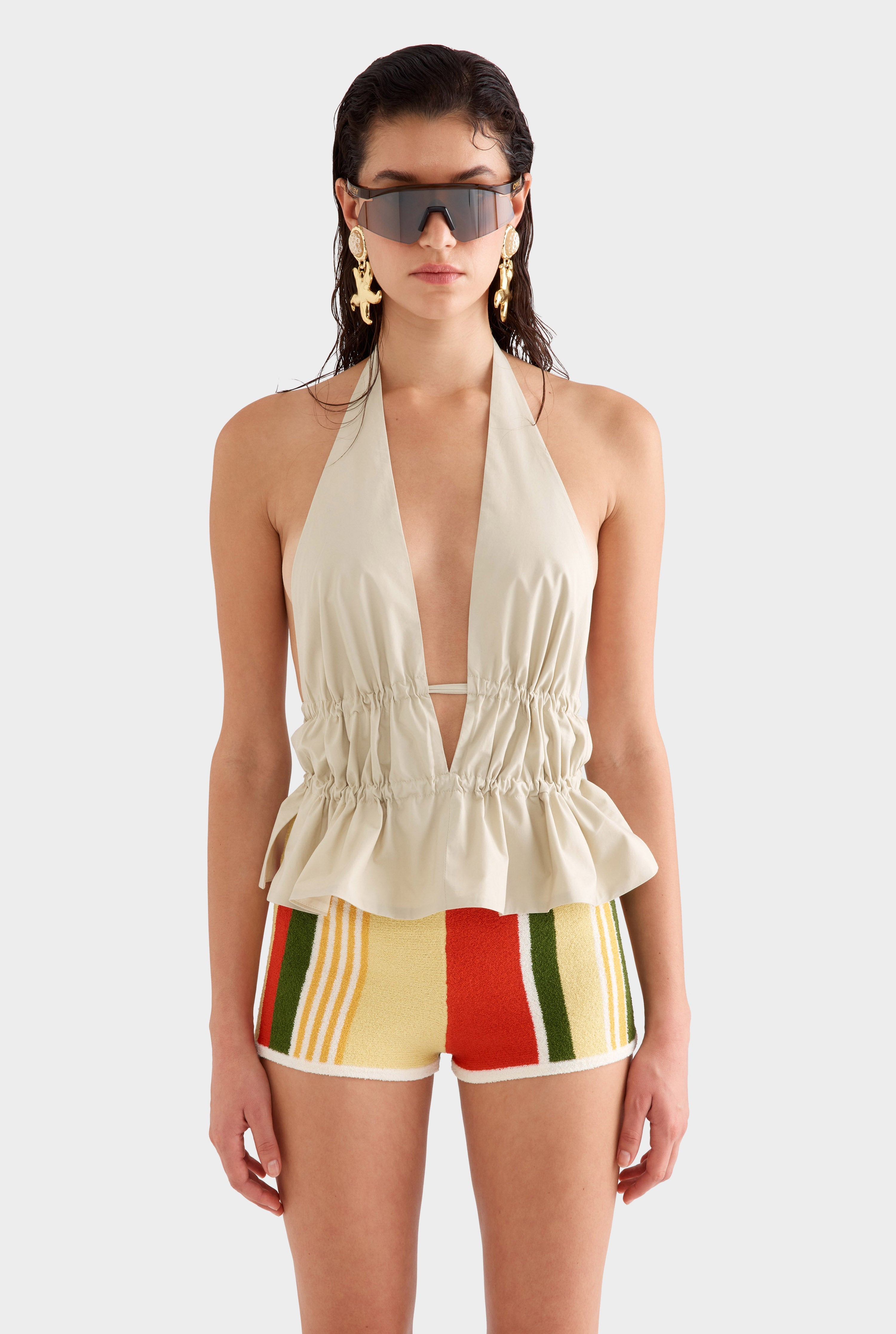 Cotton Poplin Halter Top -  Pistachio Shell