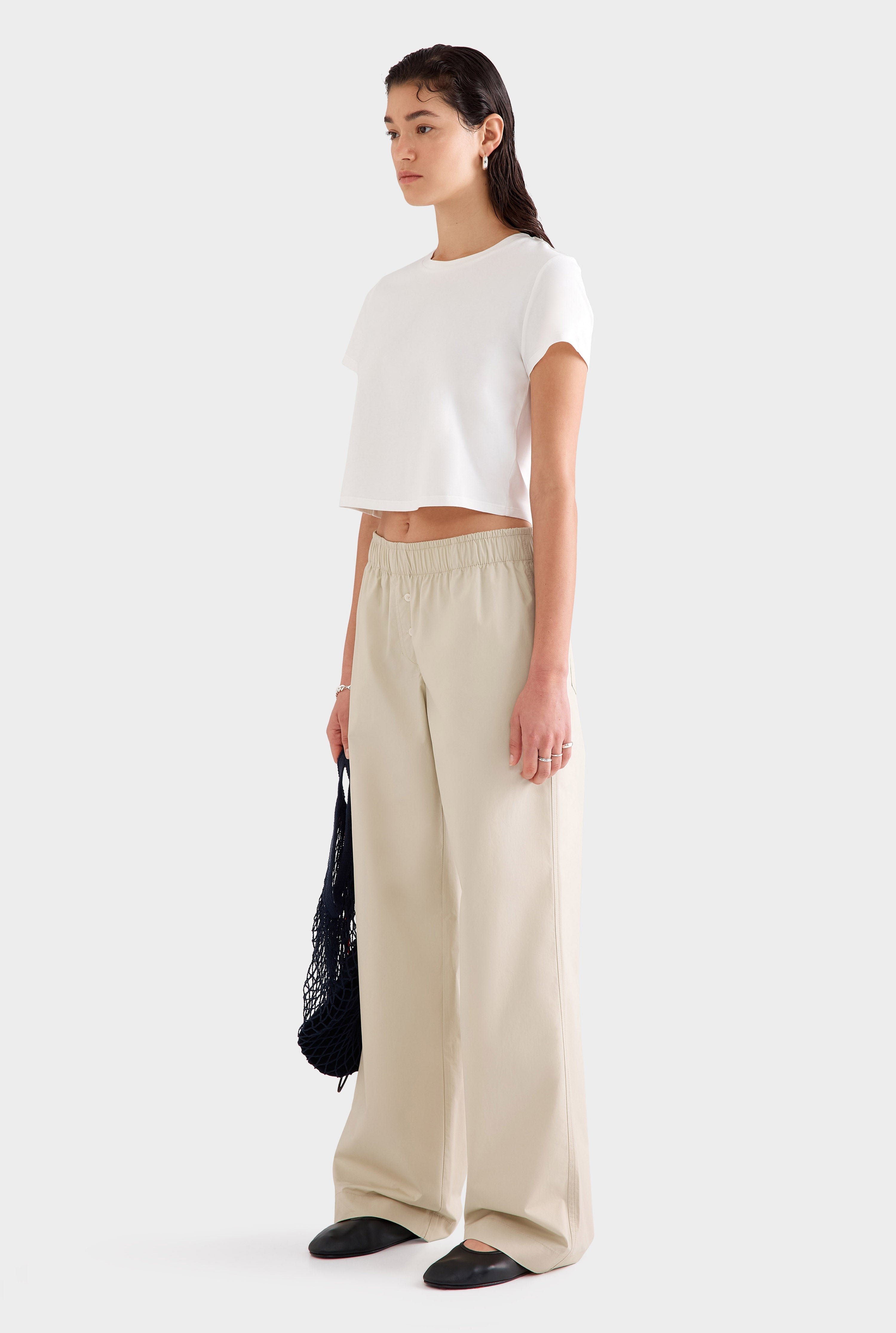 Cotton Poplin Pant -  Pistachio Shell