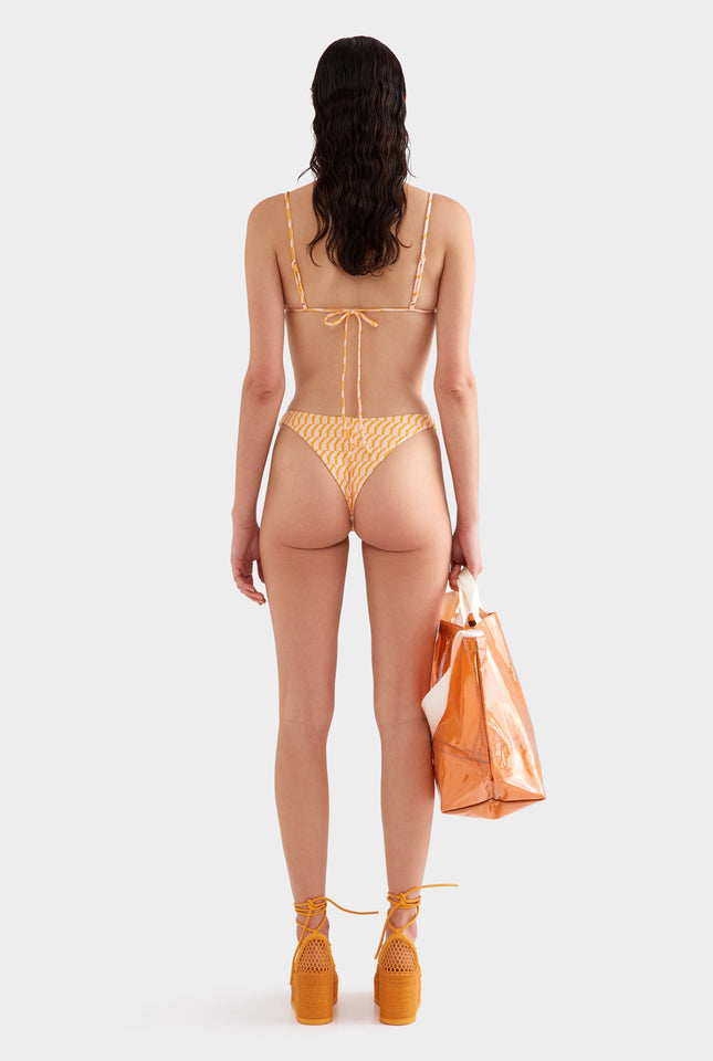 High Cut Bikini Brief -  Bright Orange/Pink V Monogram