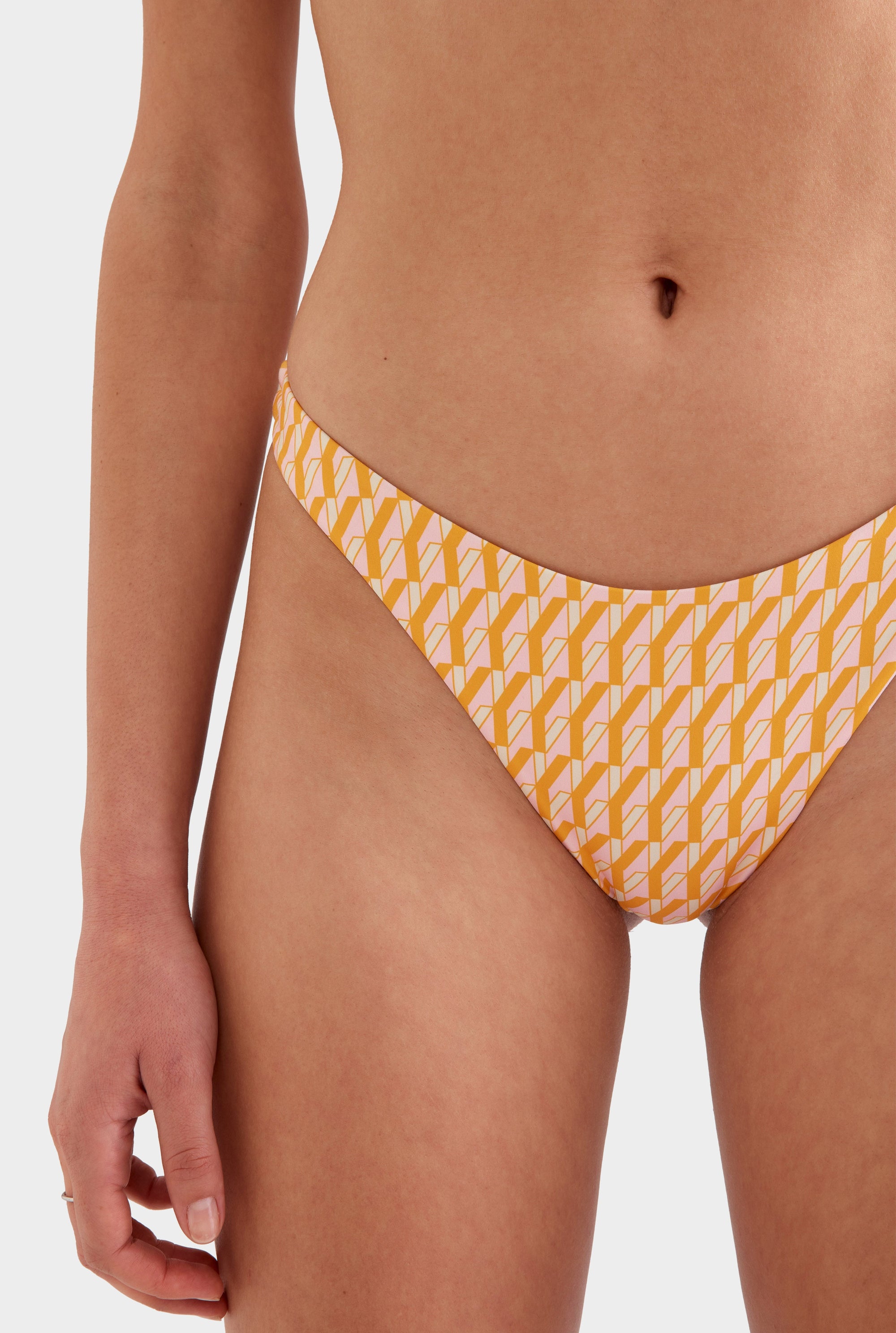 High Cut Bikini Brief -  Bright Orange/Pink V Monogram