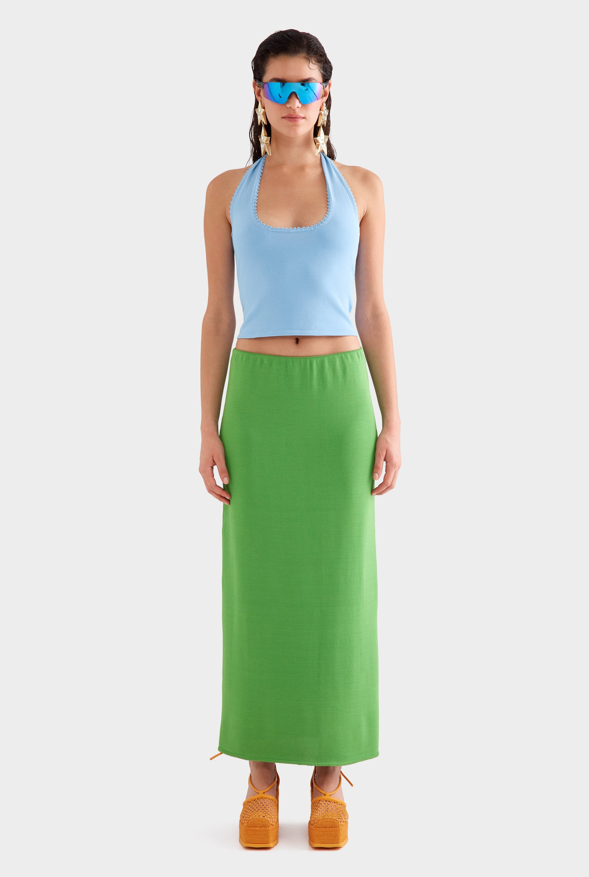 Low Rise Knit Skirt -  Cactus