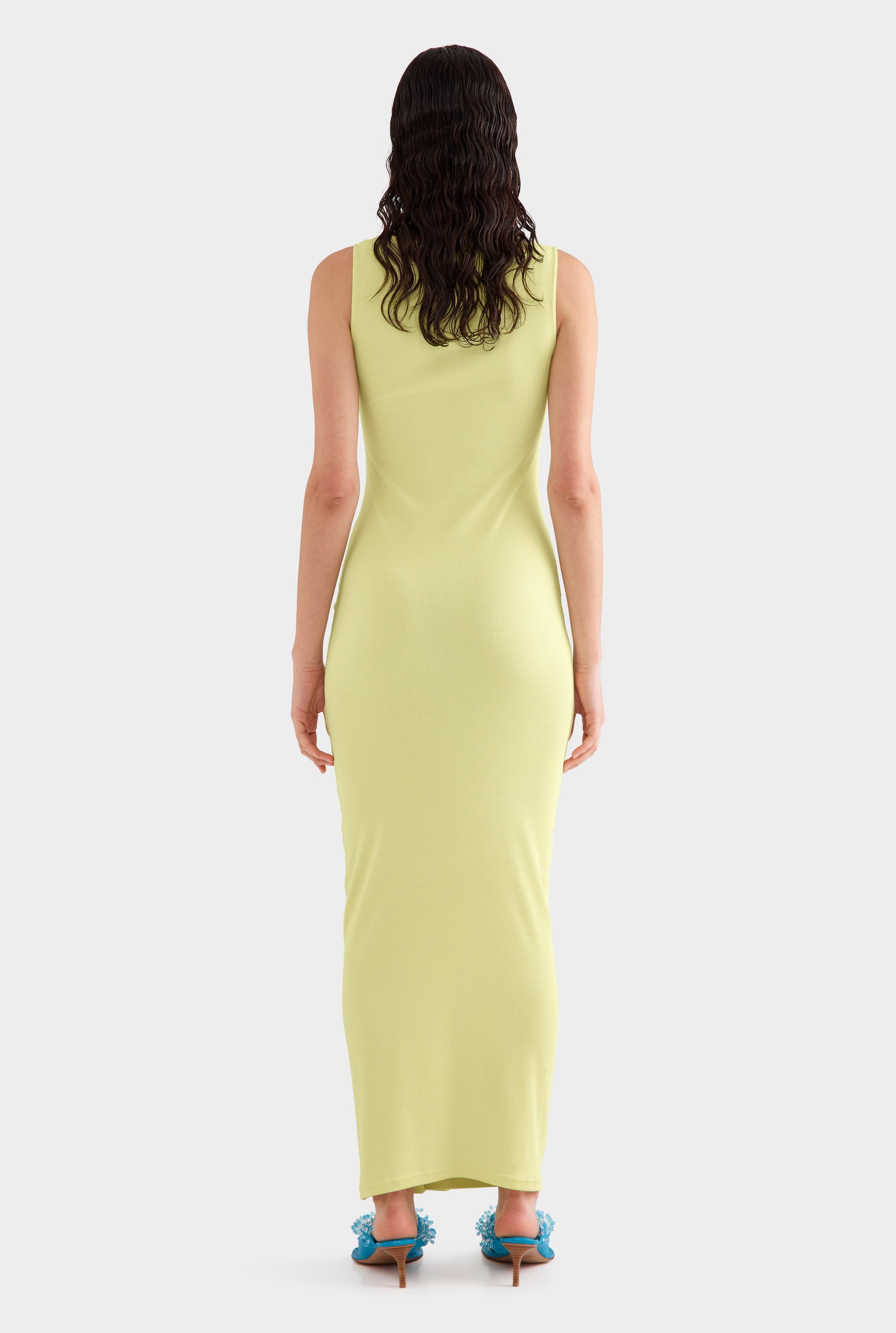 Scoop Neck Jersey Twist Dress -  Lemongrass