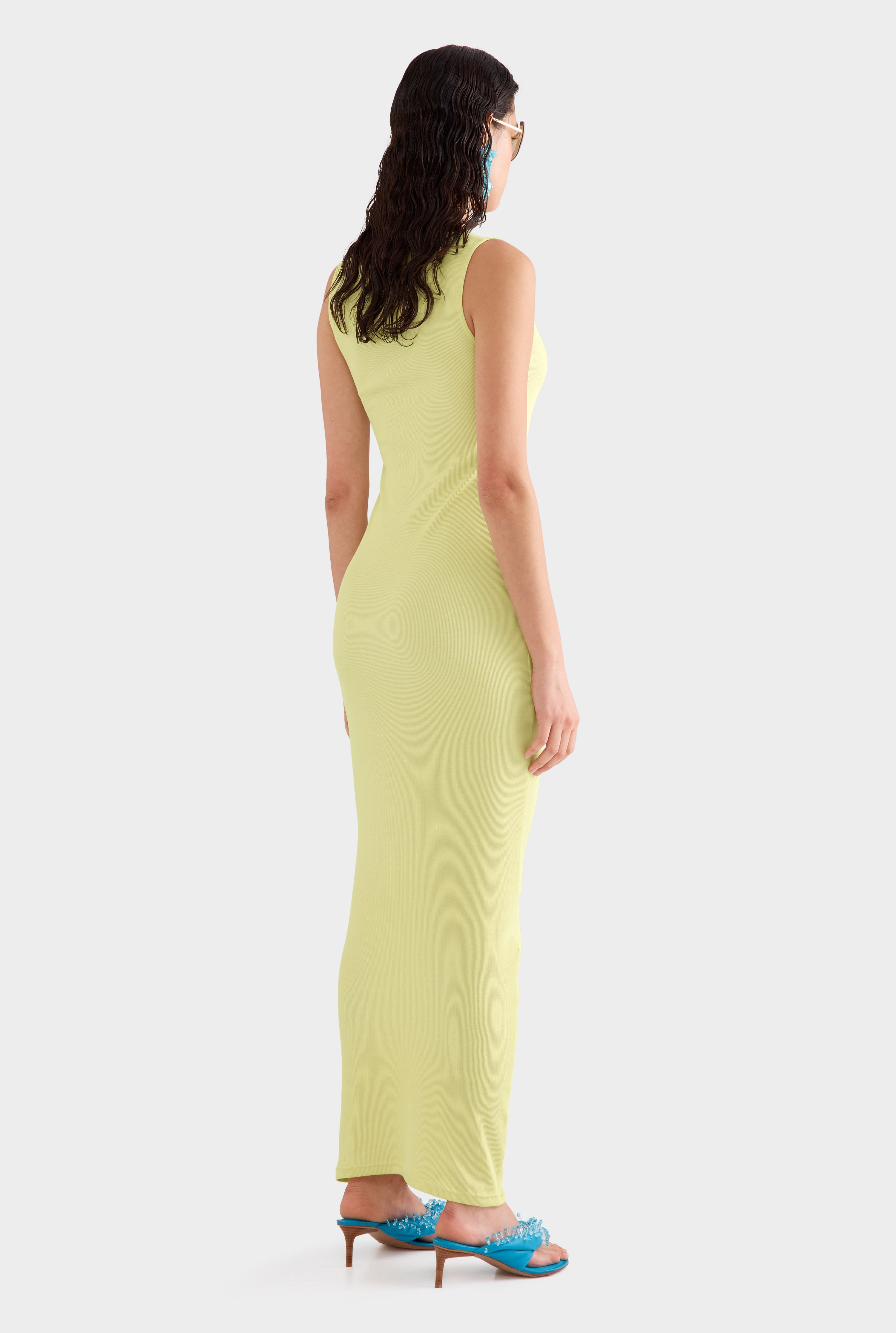 Scoop Neck Jersey Twist Dress -  Lemongrass