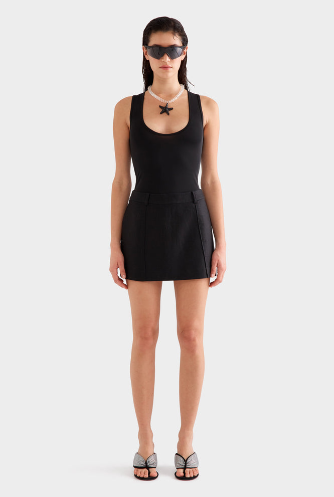 Sheer Scoop Neck Tank - Black