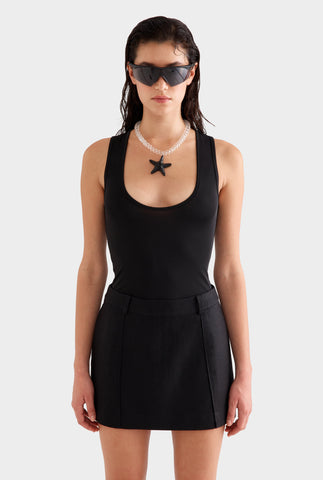 Sheer Scoop Neck Tank - Black