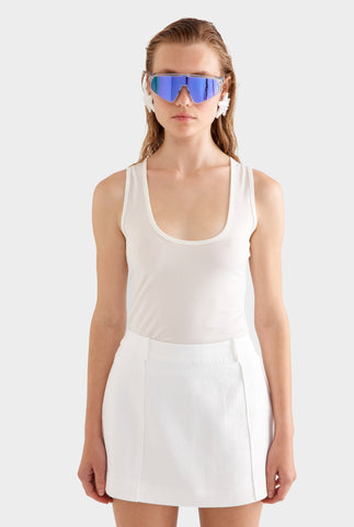 Sheer Scoop Neck Tank - Off White