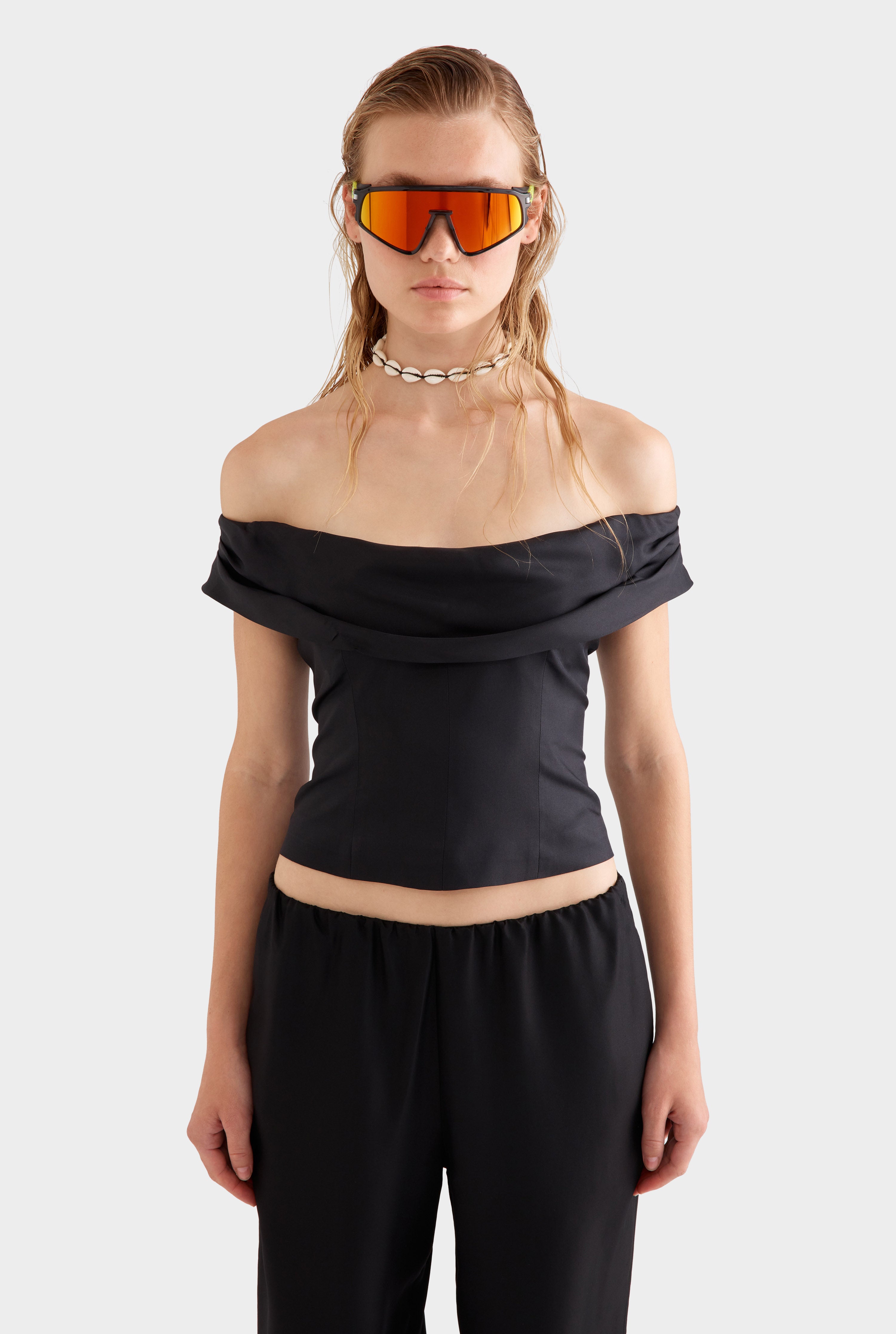 Silk Cowl Neck Bodice - Black