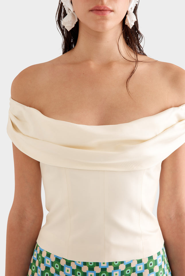 Silk Cowl Neck Bodice - Champagne