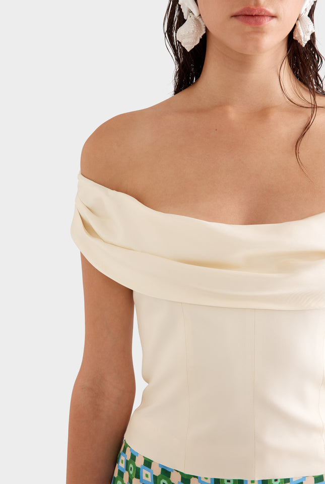 Silk Cowl Neck Bodice - Champagne