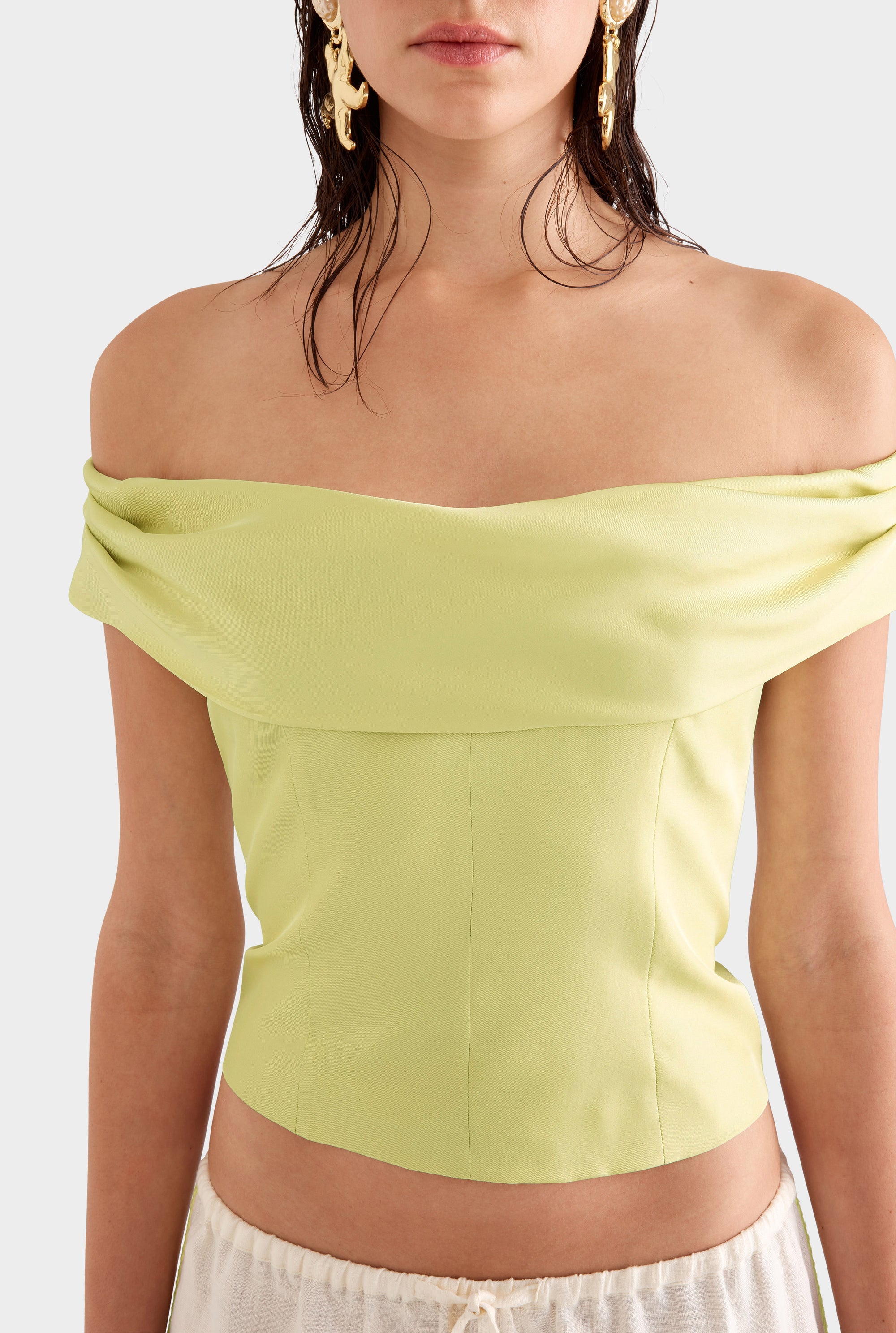 Silk Cowl Neck Bodice - Lemongrass