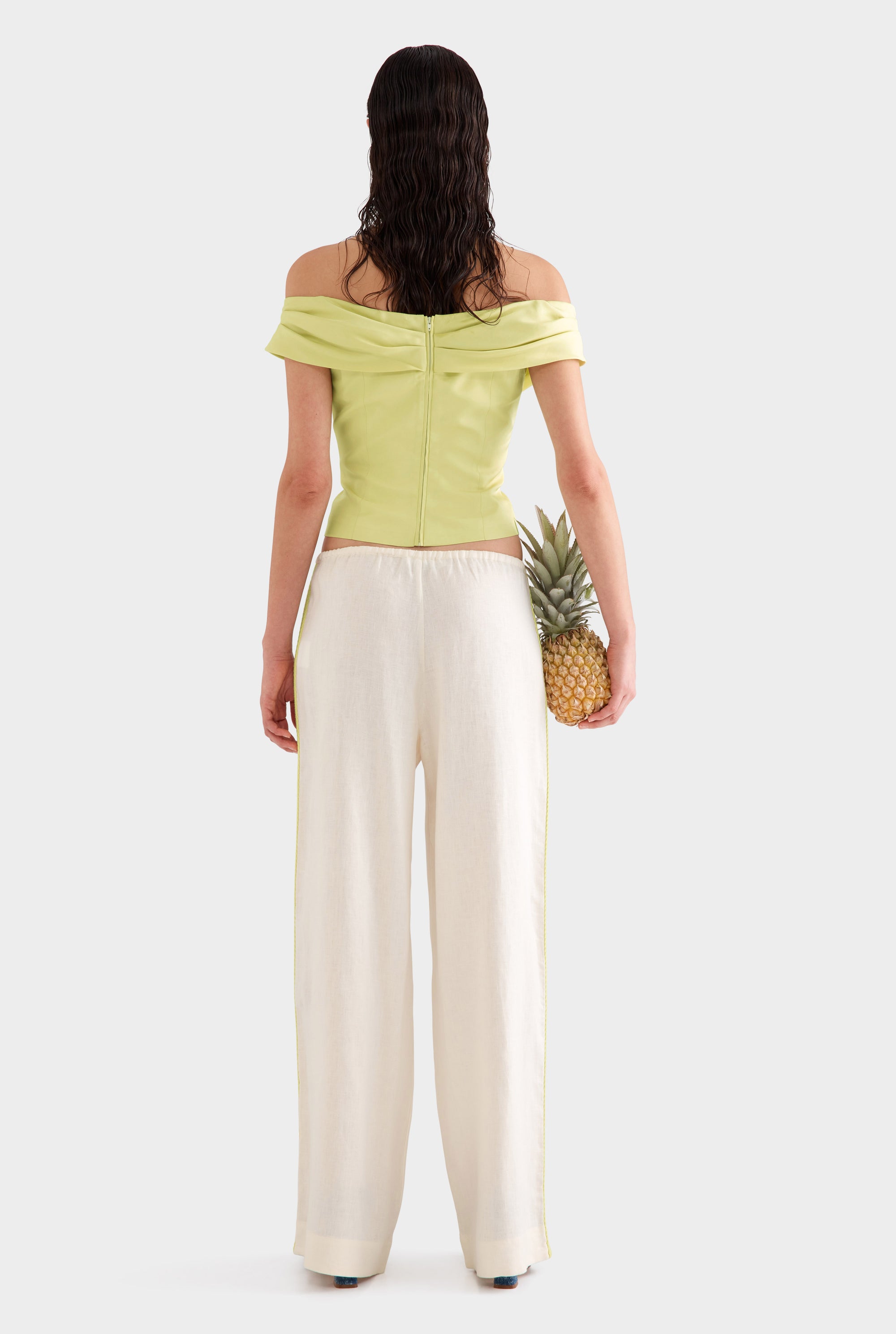 Silk Cowl Neck Bodice - Lemongrass