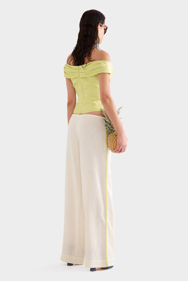 Silk Cowl Neck Bodice - Lemongrass